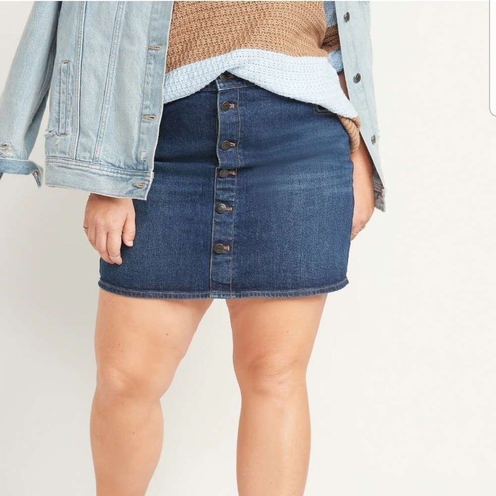 Old Navy Button Front Denim Jean Skirt NWT